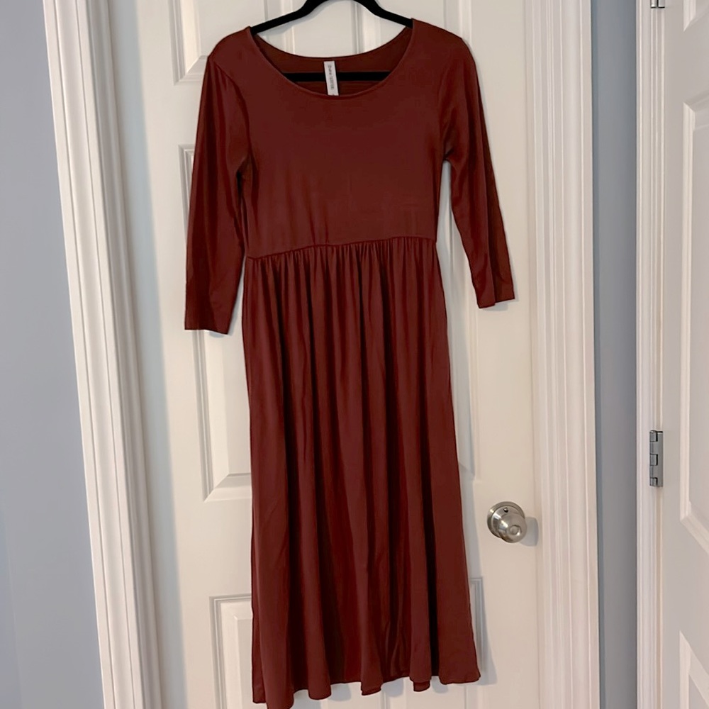 Rust Colored Midi Dress